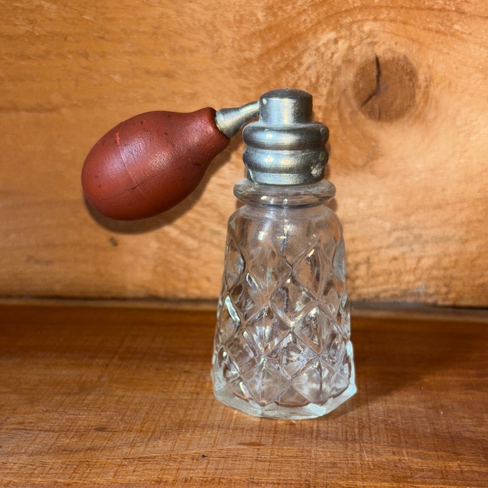 Antique Glass Perfume Bottle with Red Bulb.